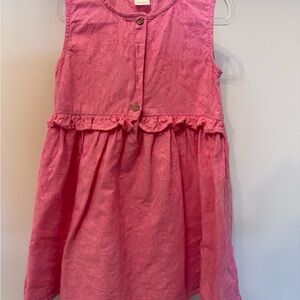 Girls Pink Textured Sleeveless Dress 5-6 kids